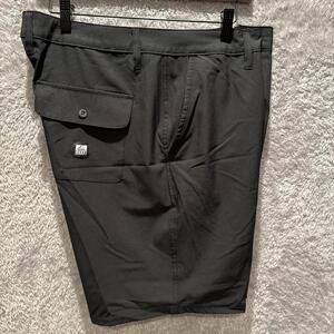 Reef Men's Shorts Black Sz 36 Hyper Flex Lightweight Button Zip Walk Board